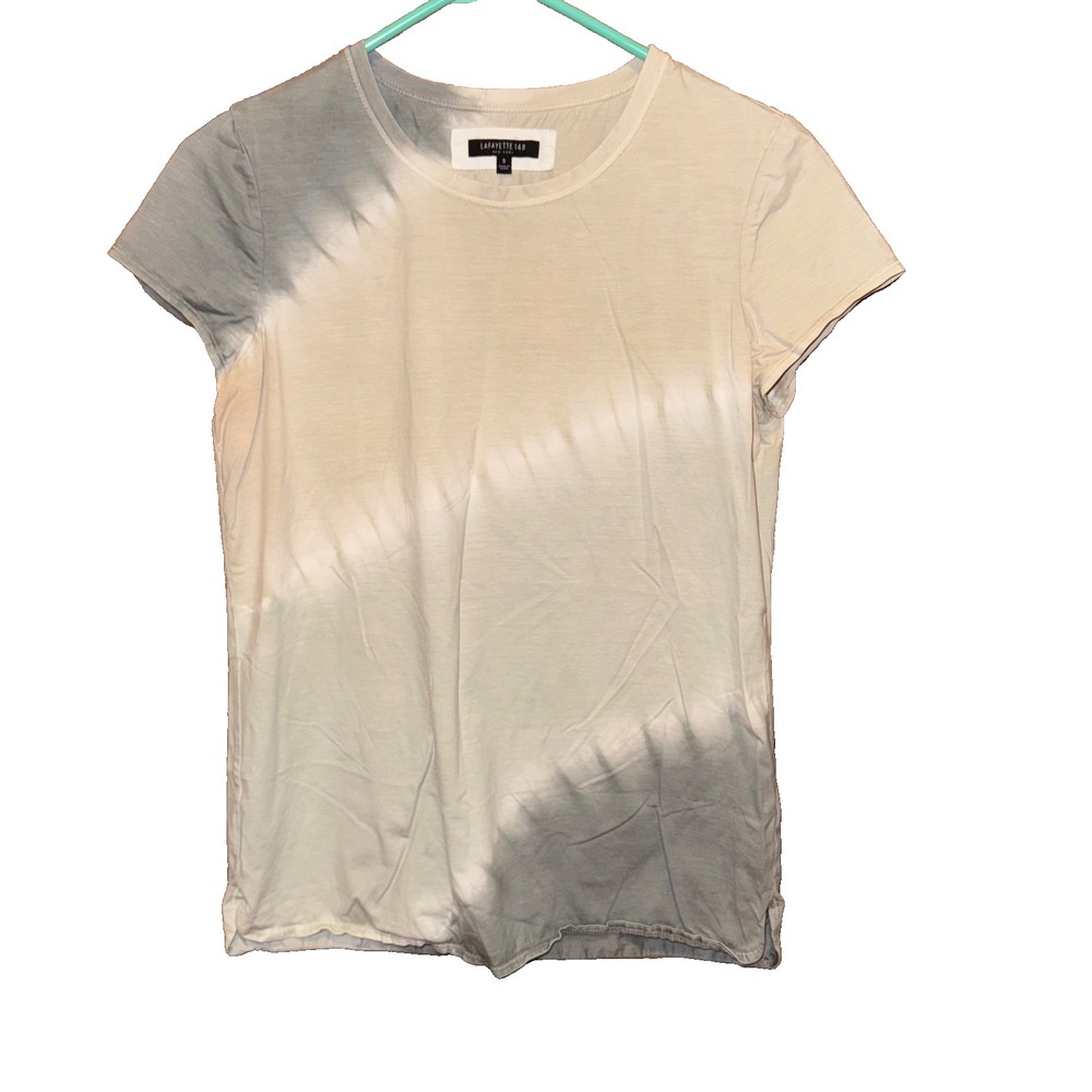Lafayette 148 Womens M Tie Dye T Shirt Neutral Designer Minimalist Casual Top